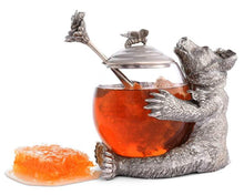 Load image into Gallery viewer, Vagabond House Pewter Bear Honey Pot
