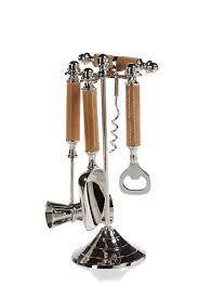 Bar Tool Set Nickel and Leather